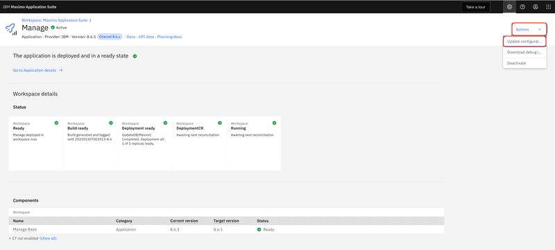 Update Manage Configuration