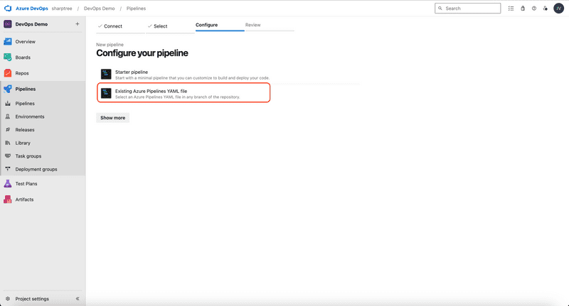 Select existing YAML file