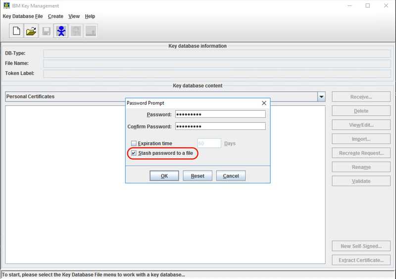 Create new key database password