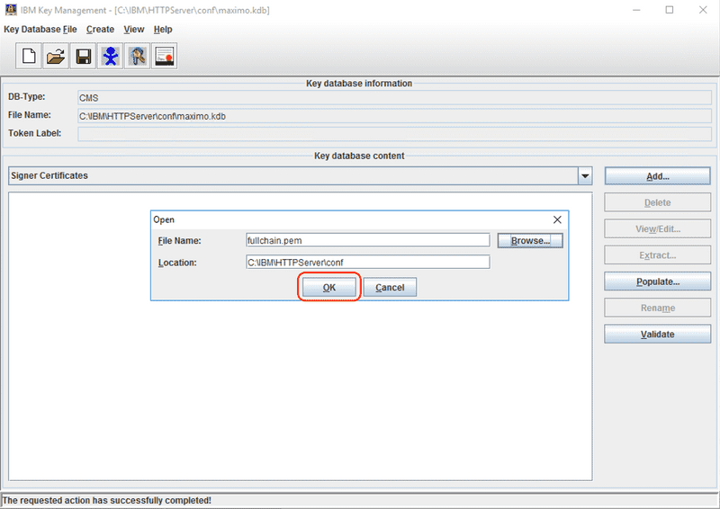 Select certificate file