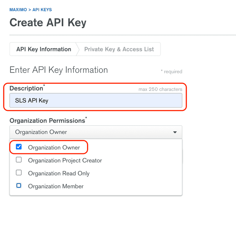 Enter API Key Information