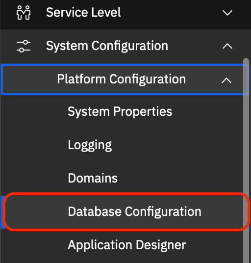 Database Configuration Menu