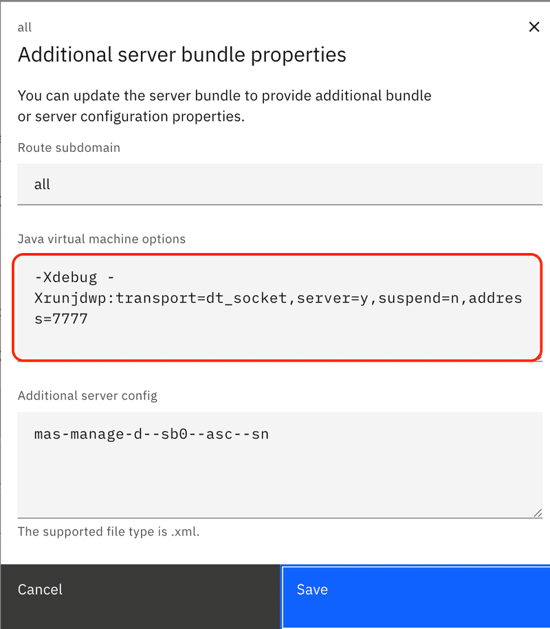 Java virtual machine debug options