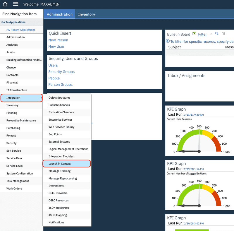 Navigate to Launch in Context Application