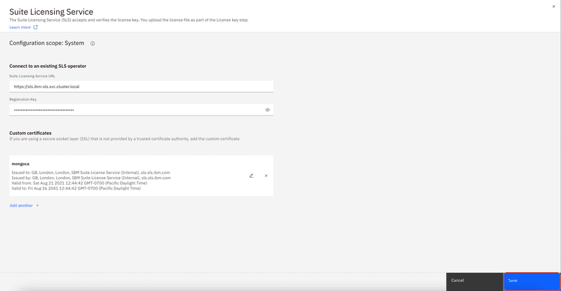 SLS Configure Save