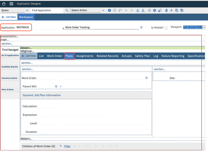 Work Order Plans Tab