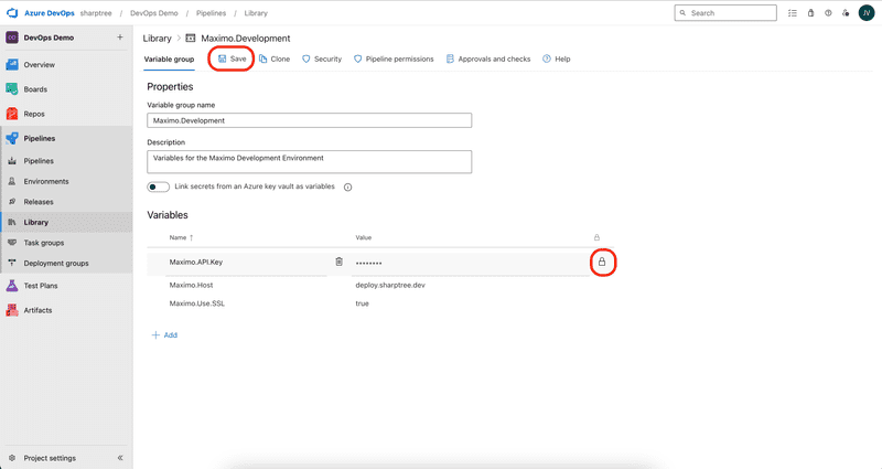 Pipeline Maximo Variables